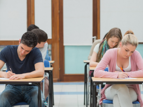 students sitting exam