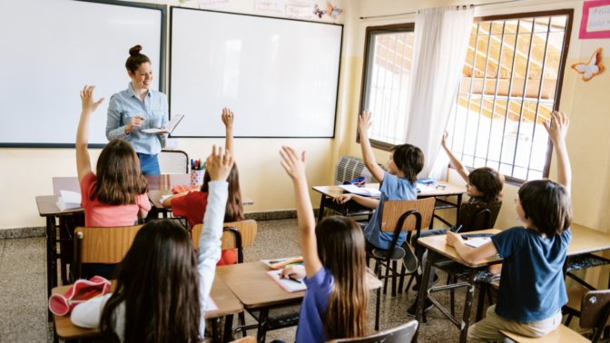 primary pupils in classroom