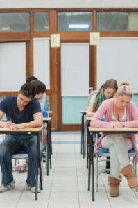 students sitting exam